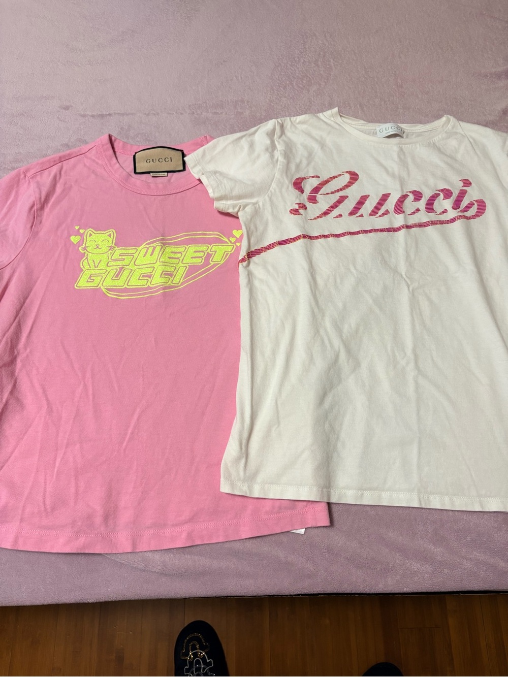 Gucci Pink & White Kids Graphic Tees